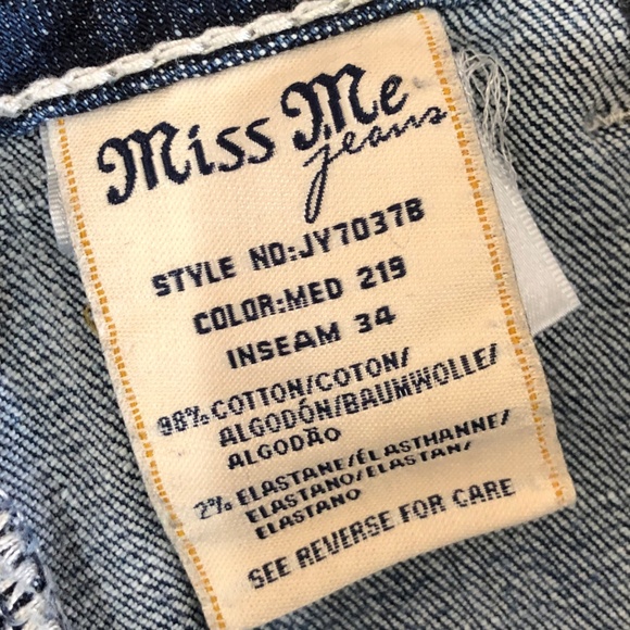 Miss Me Light Blue Boot Cut Jeans with Rhinestone Accents - Picture 6 of 6